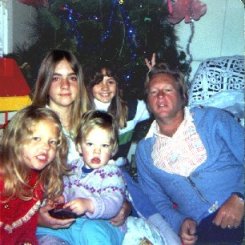 Little Rachael, Bindy,  John James, Becky and Dad 1979 Christmas Morning