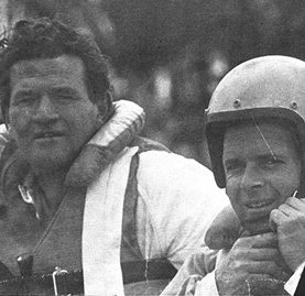 Les Scott (left) who was badly injured in the crash, with Dave just before the start of the race.